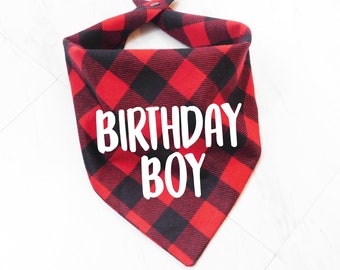 Birthday Boy Dog Bandana - Buffalo Plaid Birthday Dog Bandana - Whoa Dog E