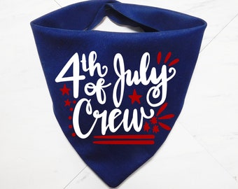 4th of July Crew Dog Bandana - Fourth of July Crew Dog Scarf - Independence Day Dog Bandana - Red White and Blue Dog Bandana