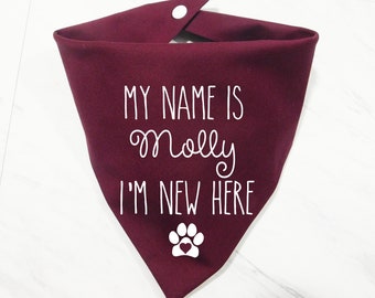 I'm New Around Here Dog Bandana - New Puppy Scarf - Rescue Dog Bandana - Dog Adoption Bandana - Whoa Dog E