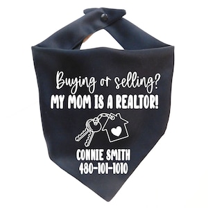 Realtor Dog Bandana - My Mom&#39;s a Realtor Dog Bandana - Buying or Selling Dog Bandana - Real Estate Dog Scarf - Personalized Dog Scarf