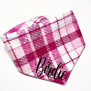 Pink Plaid Dog Bandana - Custom Girl Dog Bandana - Pink Dog Bandana - Pink Puppy Scarf - Pink Cat Bandana