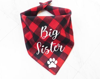 Bandana per cani Big Sister scozzese rossa - Whoa Dog E