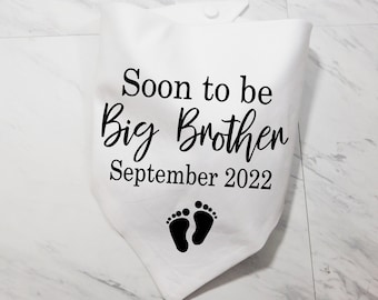 Soon to be Big Brother Dog Bandana - Big Brother Dog Bandana - Custom Due Date Dog Scarf - Pregnancy Announcement Dog Bandana