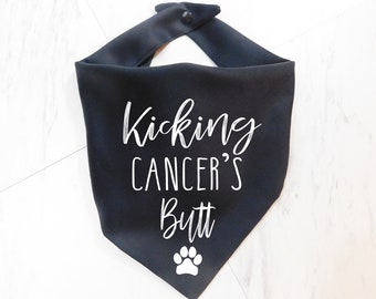 Beating Cancer Dog Bandana - Kicking Cancers Butt Dog Bandana - Beat Cancer Dog Scarf - Whoa Dog E
