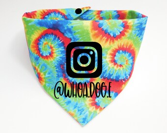 Bandana pour chien avec poignée Instagram - Bandana pour chien médias sociaux - Bandana pour chien personnalisé - écharpe pour chien personnalisée - Whoa Dog E