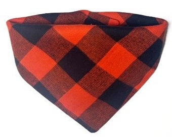Orange and Black Check Dog Bandana - Halloween Dog Bandana - Whoa Dog E