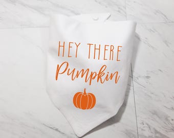 Hey There Pumpkin Pet Bandana  – Dog & Cat Halloween Snap Bandanna - Adjustable Snap Pet Scarf - Spooky Season Puppy or Kitten Triangle
