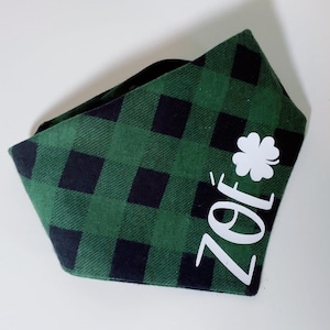 St Patrick&#39;s Day Dog Bandana - Four Leaf Clover Dog Bandana - Shamrock Dog Bandana - Green Dog Bandana