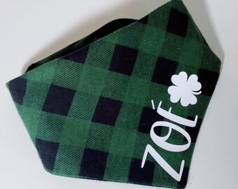 St Patrick's Day Dog Bandana - Four Leaf Clover Dog Bandana - Shamrock Dog Bandana - Green Dog Bandana