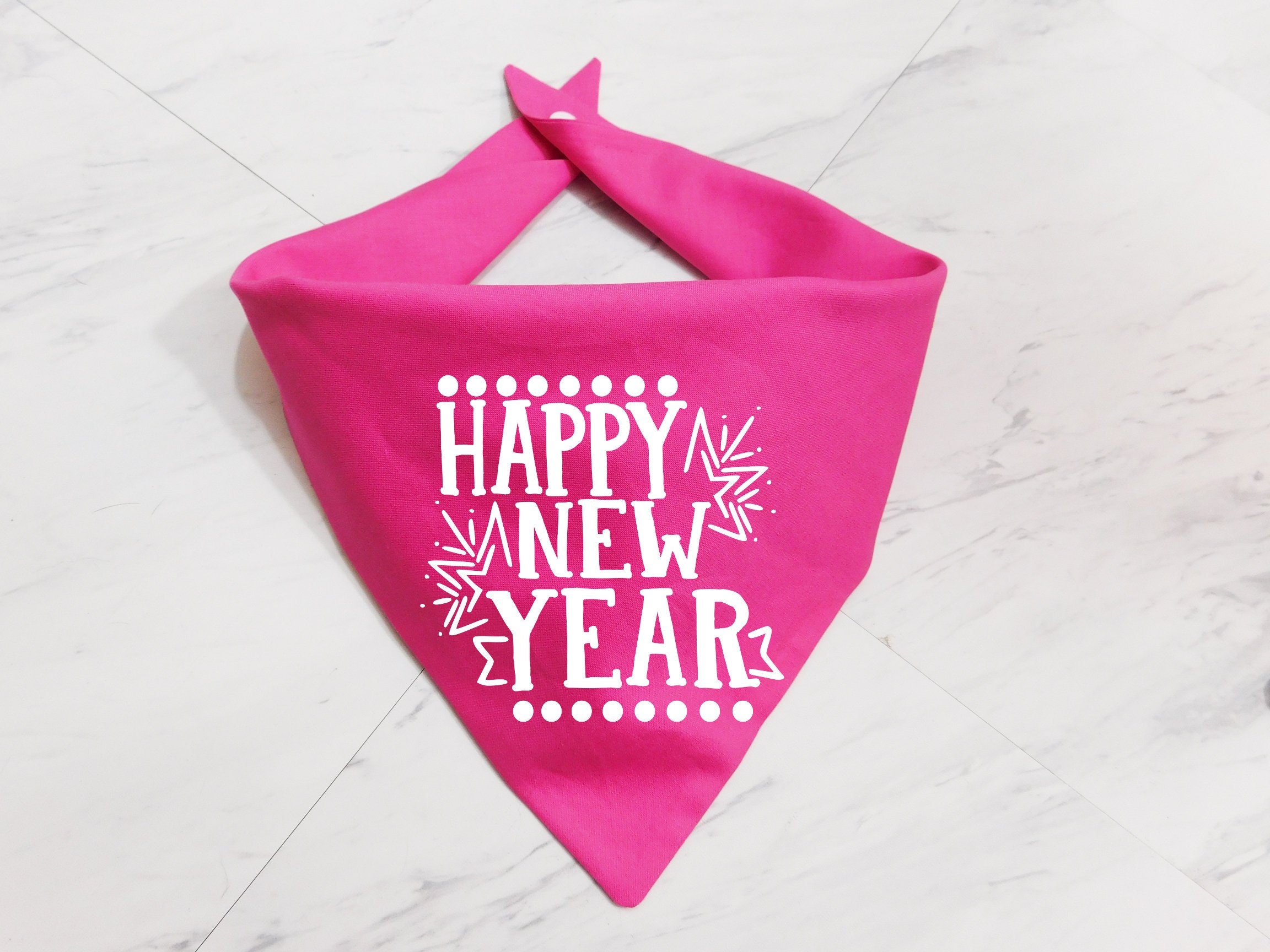 Happy New Year Puppy Bandana - Pink