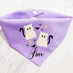 Ghost Cat Halloween Bandana - Black Cat Fall Scarf - Custom Halloween Bandana for Cat or Kitten - Personalized Cat Triangle
