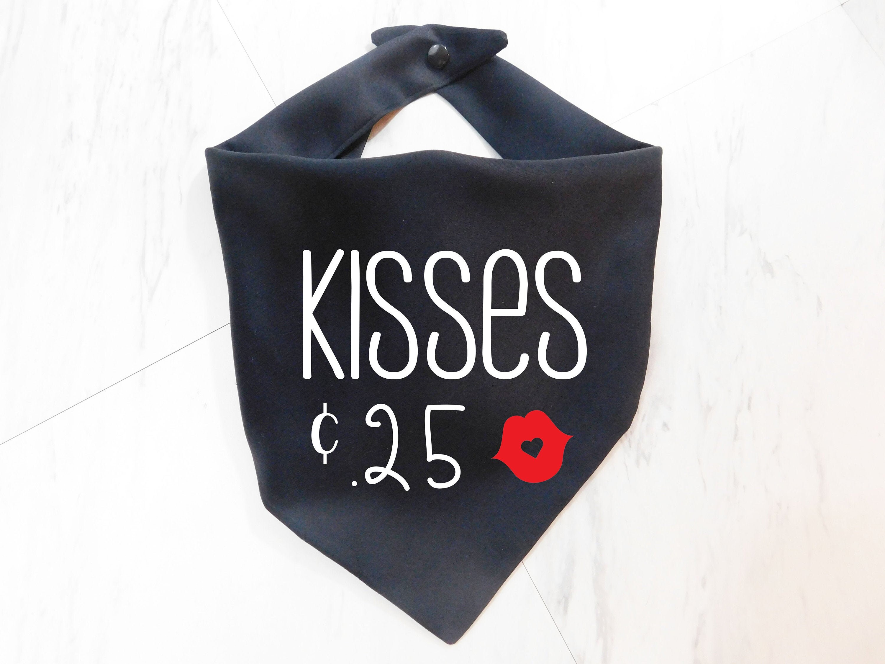 Valentines Day Dog Bandana - Kiss Love Red Kisses Puppy Scarf Whoa E