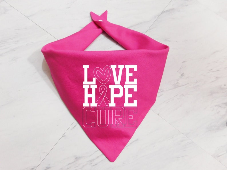 Pink Ribbon Dog Bandana - Breast Cancer Support Dog Bandana - Whoa Dog ...