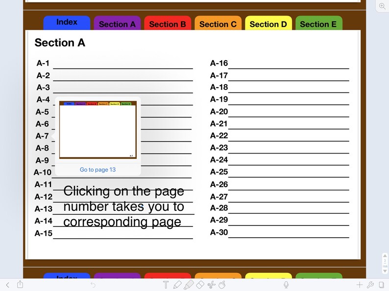 5 Section Indexed Digital Notebook Etsy