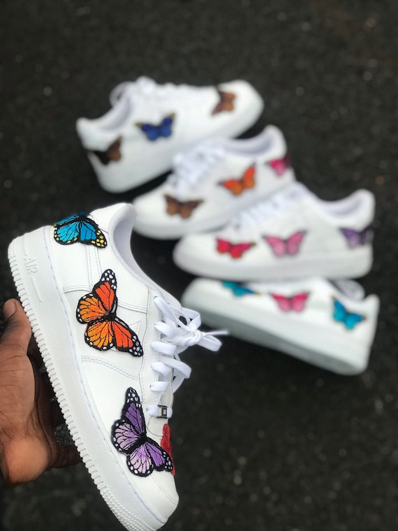 nikes with butterflies