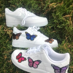 white air force ones with butterflies