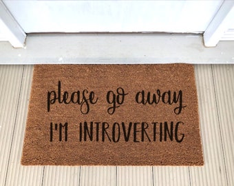 18x30 Coir Doormat Please Go Away I'm Introverting Door Mat Welcome Mat FAST FREE SHIPPING!!