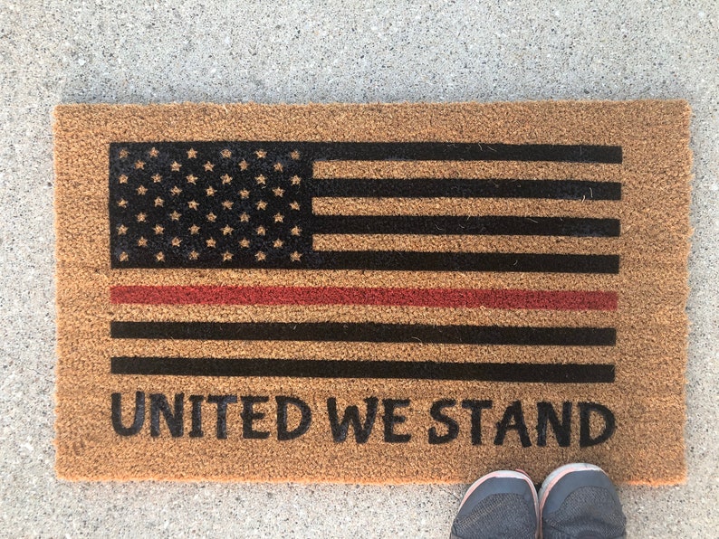 18x30 Coir Door Mat United We Stand American Flag Doormat Etsy