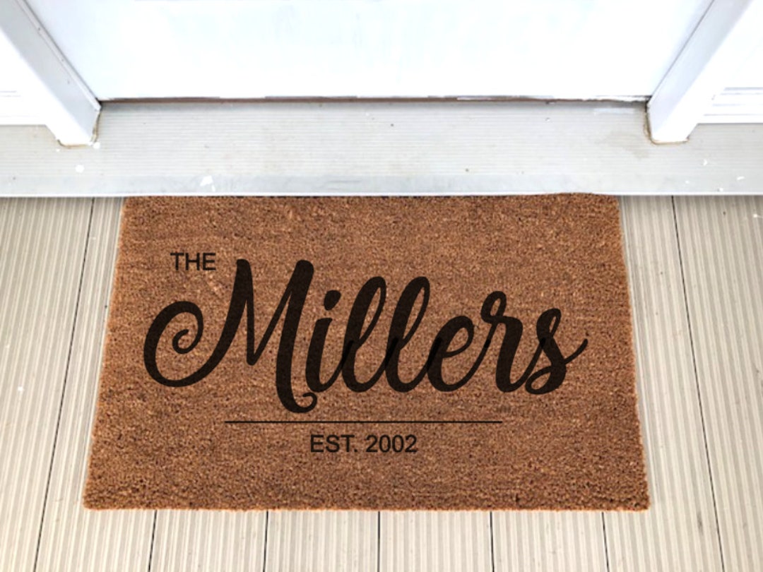 18x30 Coir Doormat Custom Last Name Door Mat Wedding Shower Etsy