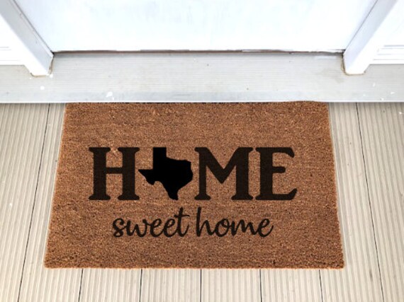 Coir Doormat Home Sweet Home Texas State Door Mat Fast Free Etsy