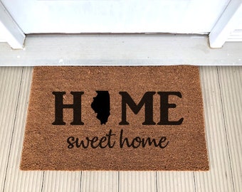 18x30 Coir Doormat Home Sweet Home Illinois State Door Mat FAST FREE SHIPPING!!