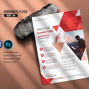 Business Flyer Template  | Printable Corporate Flyer Design Template |   MS Word & Photoshop Template | Instant Download - V40