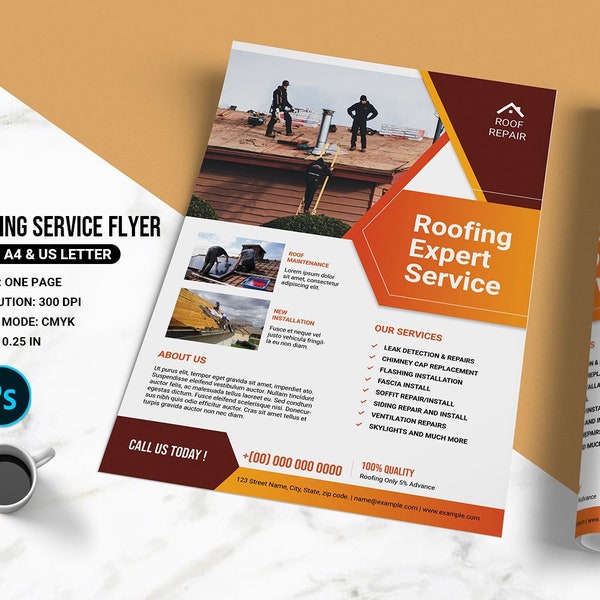 Roofing Flyer Template Etsy
