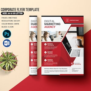 Printable Business Flyer | Corporate Flyer Template |  MS Word and Photoshop Template, Instant Download