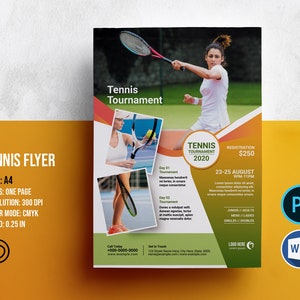 Tennis Tournament Flyer | Printable  Tennis Event Flyer Template | Photoshop & Ms Word Template | Instant download V01