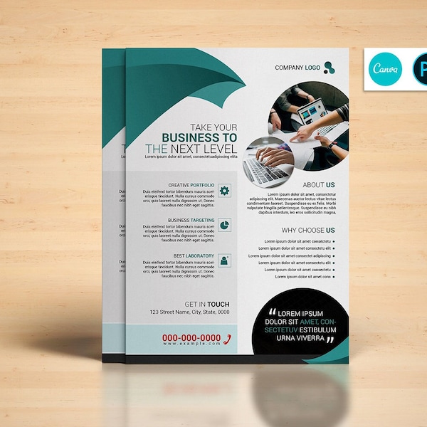 Business Flyer  | Corporate Flyer Template |  Canva,  Ms Word, Photoshop and Element Template