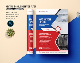 HVAC Service Flyer: MS Word & Photoshop Template (Instant Download)