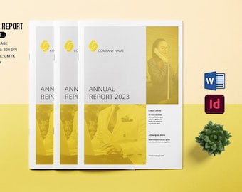 Minimalist Annual Report Brochure Template: 24 Page (MS Word, InDesign) Instant Download