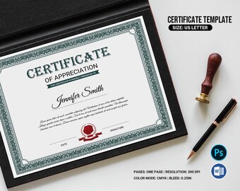 Appreciation Certificate Template | Editable Printable Award Design, MS Word &  Photoshop  Template