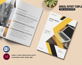 Annual Report Brochure Template, A4 & US Letter (Microsoft Word, InDesign)