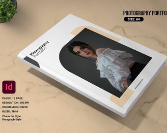 Plantilla de portafolio de fotografía: Folleto A4 de InDesign (descarga instantánea)