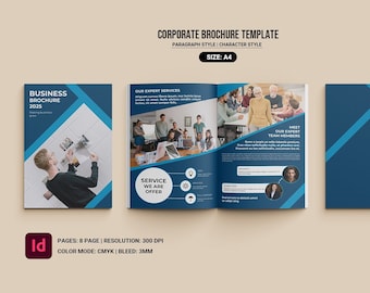 Minimal Business Brochure Template: 8 Page Corporate Design (Instant Download)