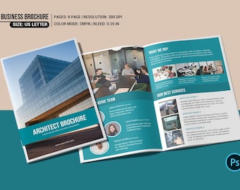 Unternehmen-Broschüre Template: 8-seitig, US Letter (Photoshop, Instant Download)