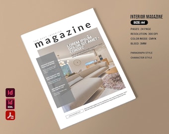 Sjabloon interieurmagazine: Indesign-brochure van 24 A4-pagina's (digitale download)
