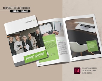 Corporate Bifold Brochure Template: 16 Page Indesign (Instant Download)
