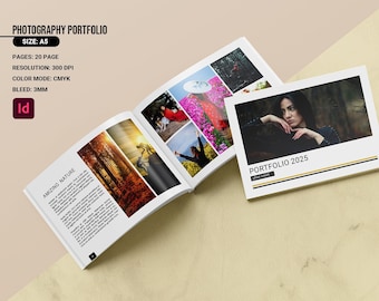 Plantilla de folleto de portafolio de fotografía minimalista A5 (descarga instantánea)