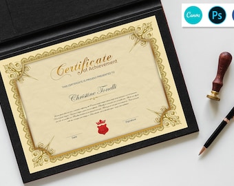 Urkundenbescheinigung zum Ausdrucken: Canva, MS Word, Photoshop (Instant Download)
