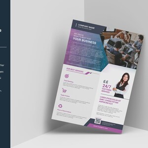 Printable Business Flyer Template  | Clean Corporate Flyer Design Template |   MS Word and Illustrator Template | Instant Download
