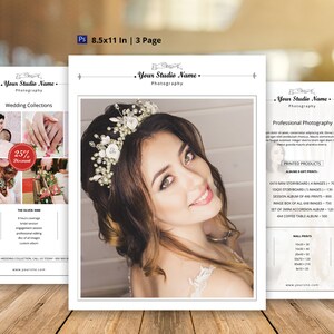 Photography Pricing Flyer , Wedding Photography Price Sheet Template. Photoshop and Element Template  Instant download V01