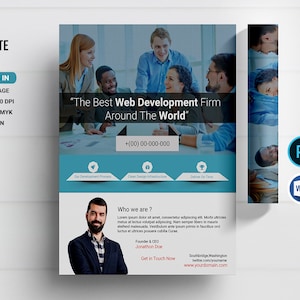 Minimal Business Flyer Template  | Creative Corporate Flyer | Ms Word and Photoshop  Template | Instant Download