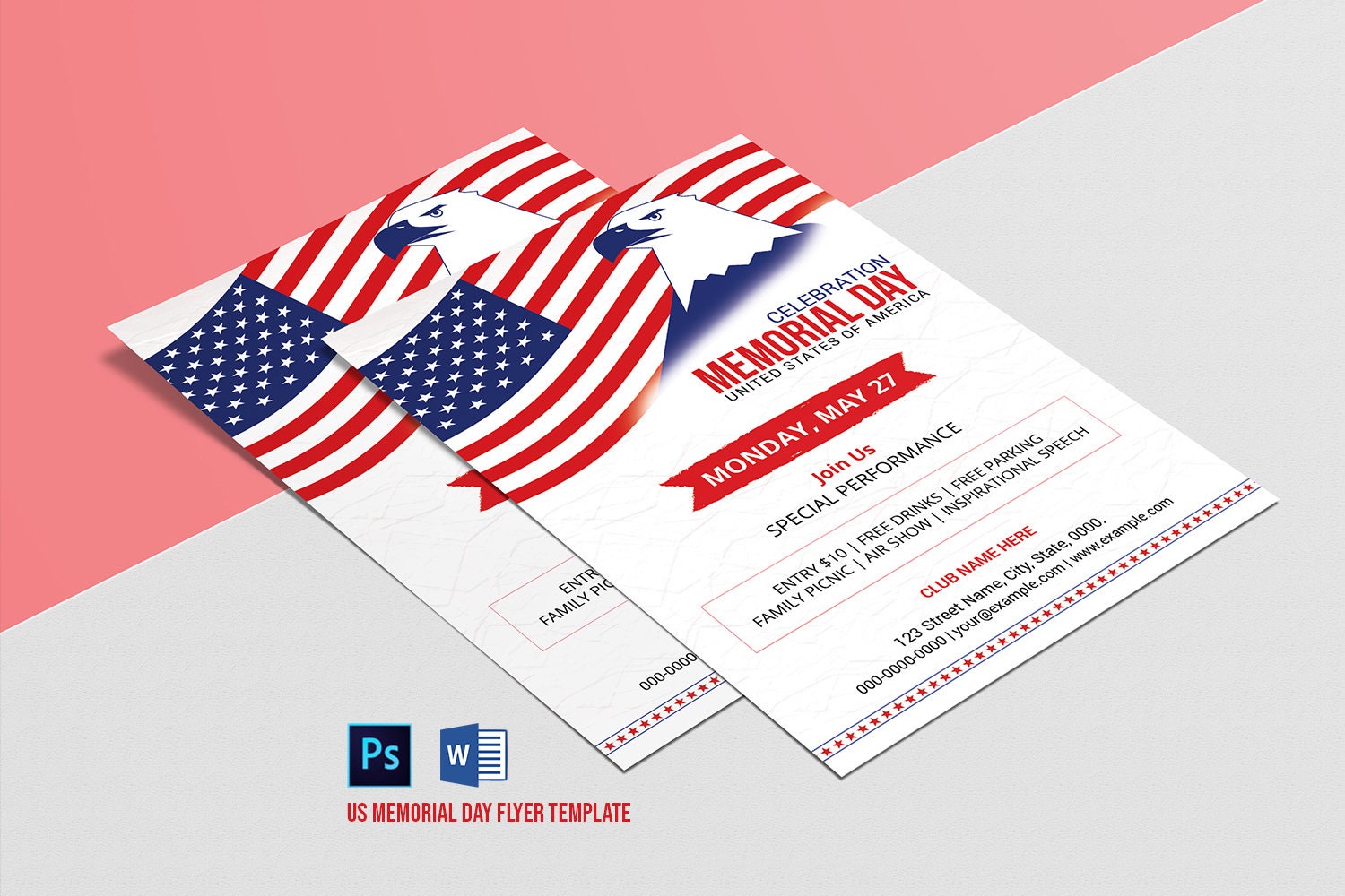 Memorial Day Celebration Invitation, Us Memorial Day Flyer Template ...