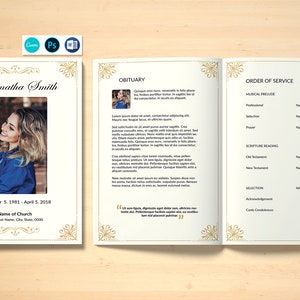 Funeral Program Template | Editable Obituary Brochure Design ,  Editable Photoshop , MS Word and Canva  Template | Instant Download V29