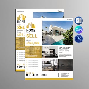 Real Estate Open House Flyer Template: Canva, Photoshop, Ms Word (Instant Download)