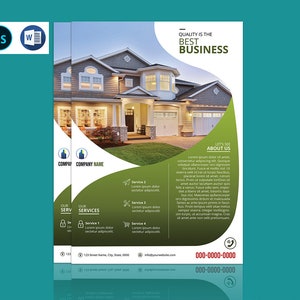 Business Flyer Template |  Corporate Flyer Template | Ms Word, Photoshop and Element  Template, Instant Download - V12