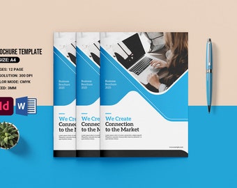 Aanpasbare brochuresjabloon bedrijfsprofiel: Indesign en MS Word (A4)