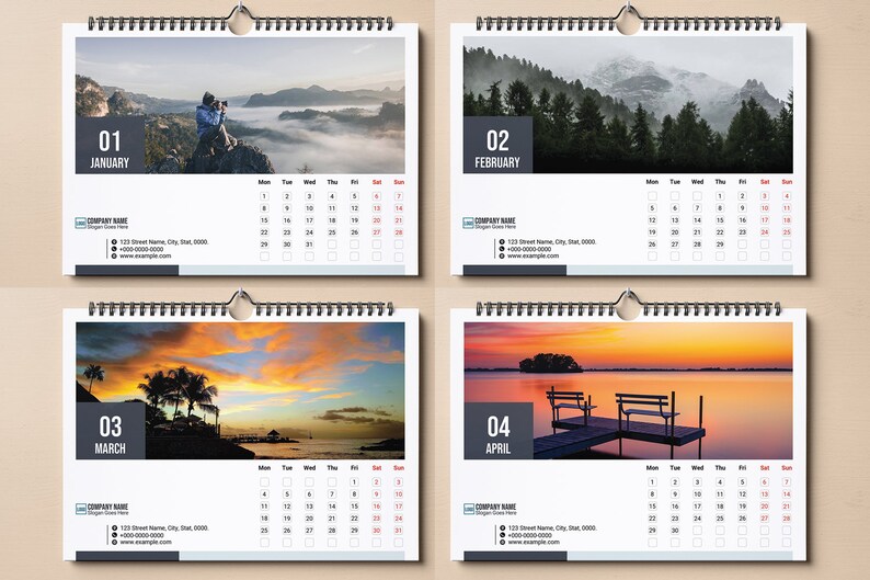 Desk Calendar 2024 Template Printable Minimal Table Calendar